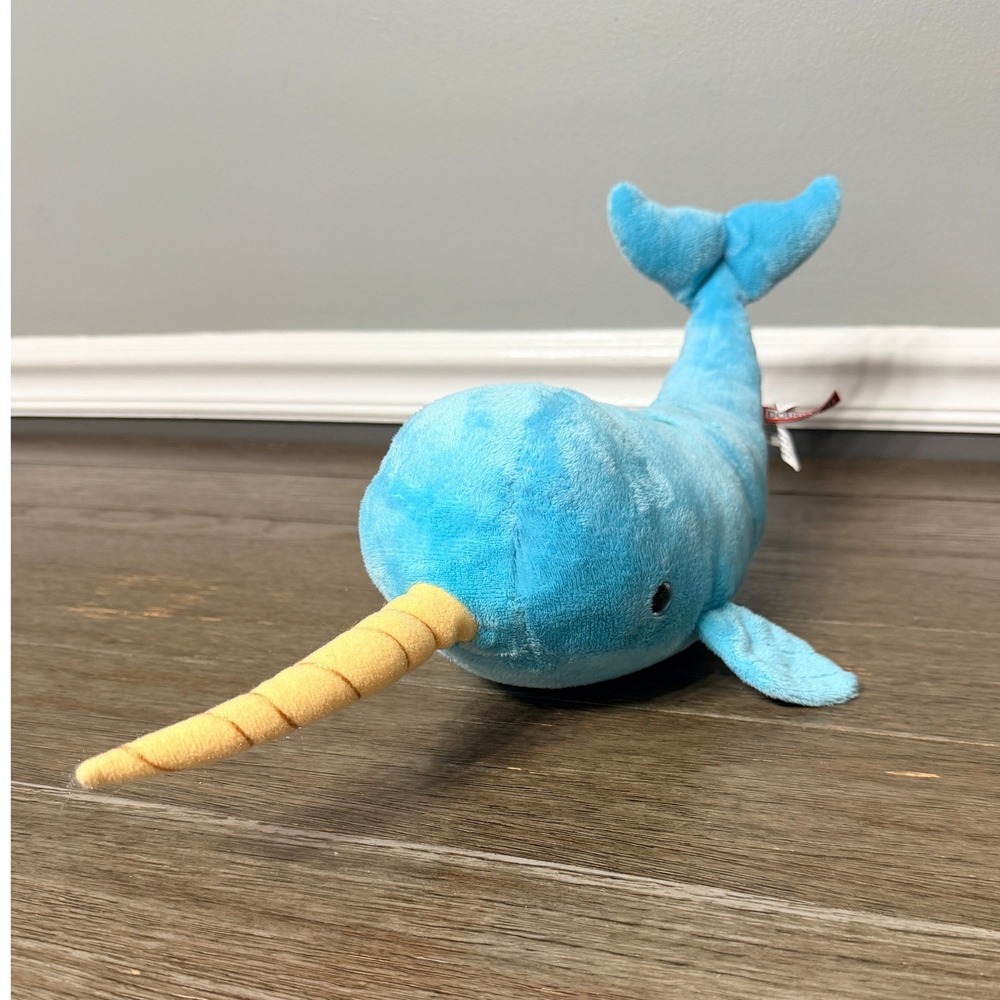 Douglas Cuddle Toys Blue Narwhal Plush Stuffed Animal Sea Creature Green Spots